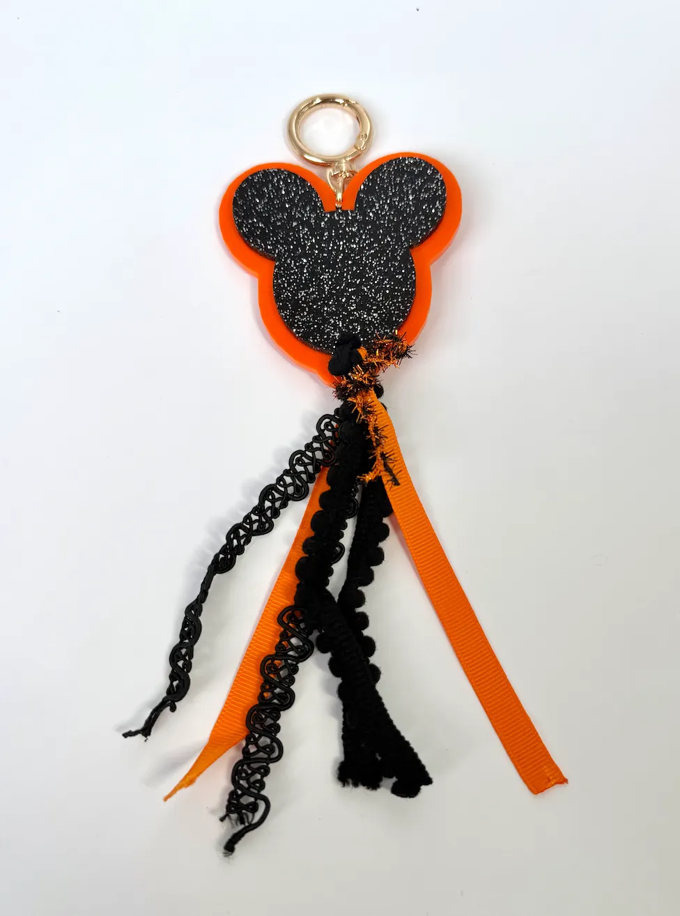 Black Mickey Ribbon Halloween Crystal Bag Charm - Aden + Louise