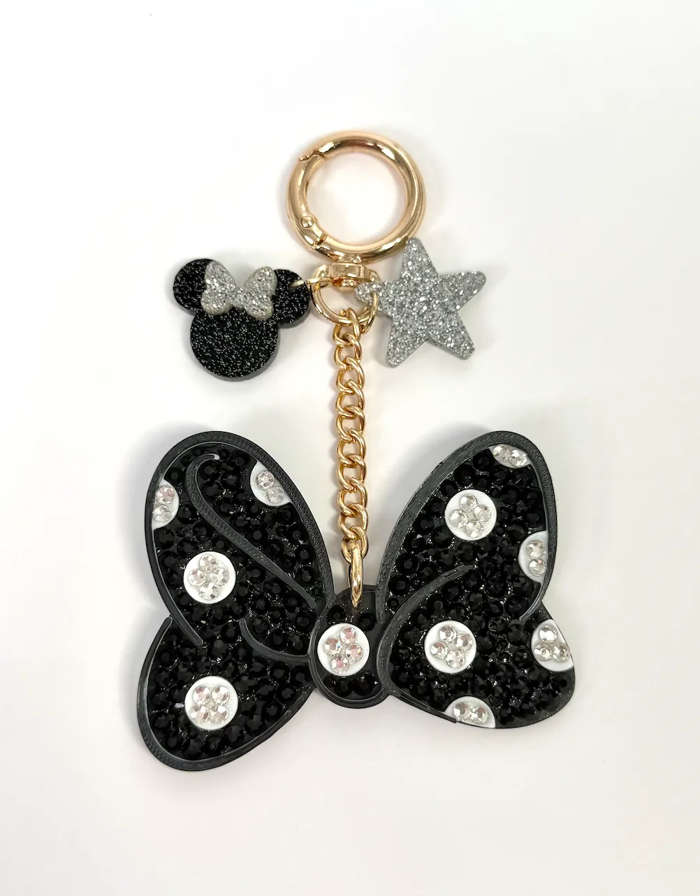 Black Minnie Bow Halloween Crystal Bag Charm - Aden + Louise