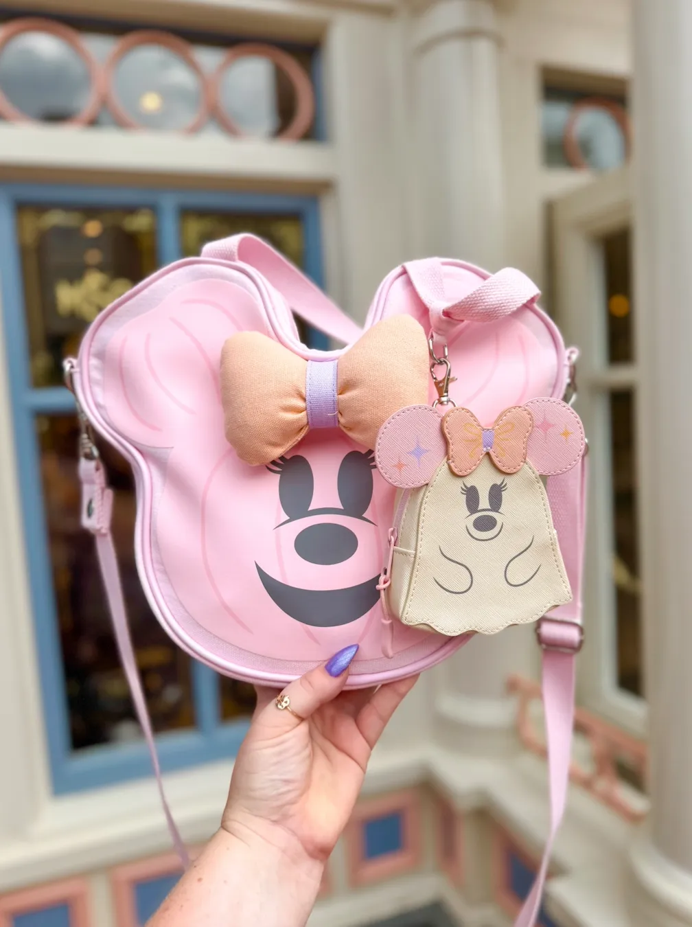 Pink Minnie Mouse Ghost Coin Purse Bag Charm