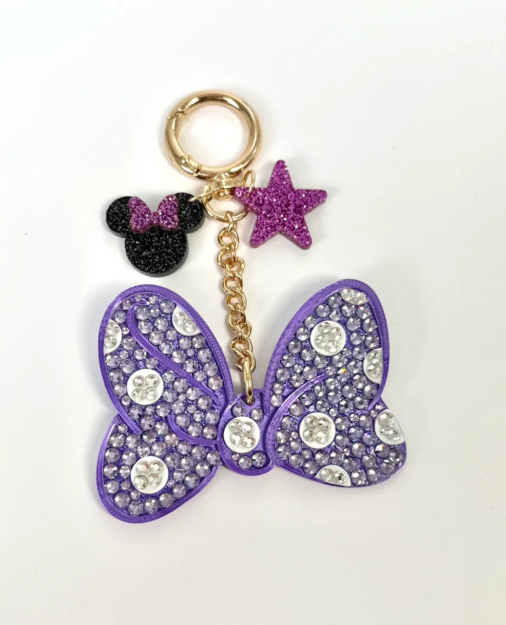 Purple Minnie Bow Halloween Crystal Bag Charm - Aden + Louise