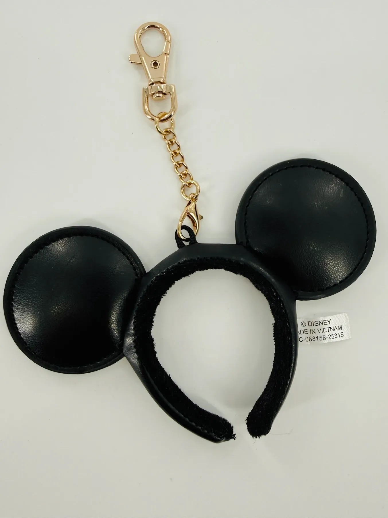 Black Leather Mickey Mouse Ears Bag Charm