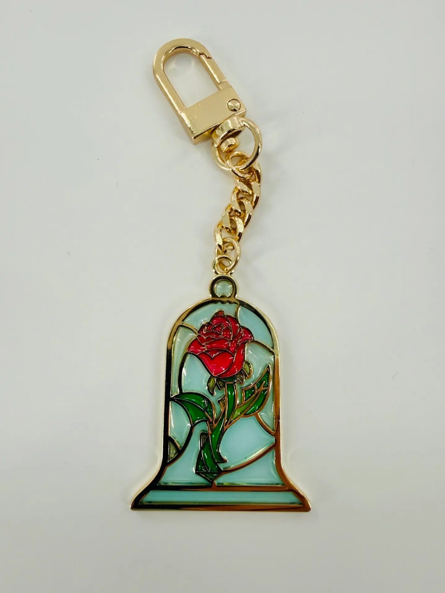 Beauty and the Beast Rose Keychain