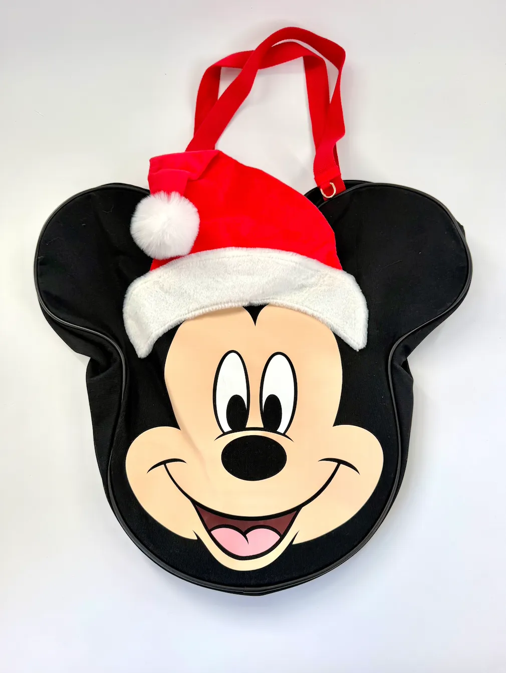 Santa Mickey Big Face Canvas Tote