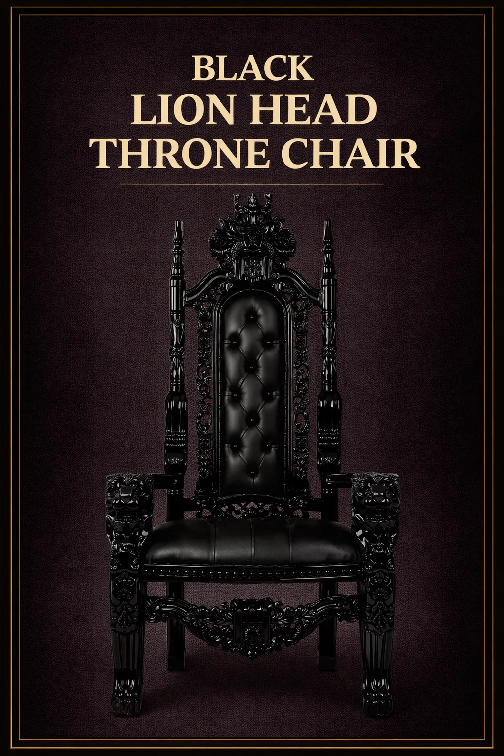 Black Lion Head Throne Chair