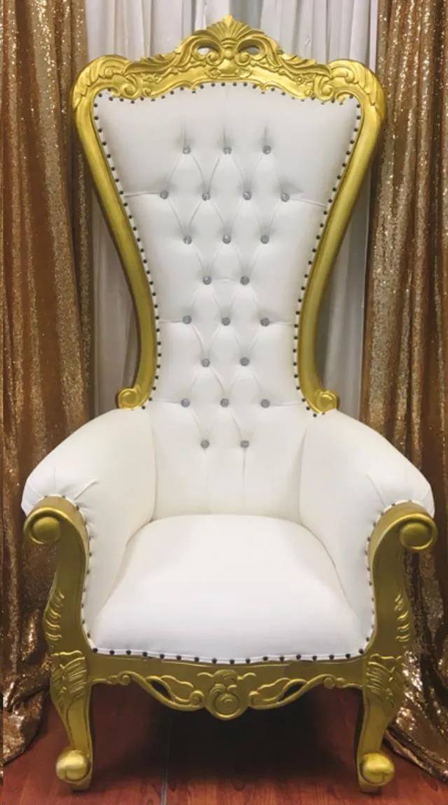White & Gold Throne Chair