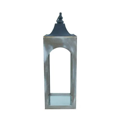 29.5" Antique White Wooden LED Lantern