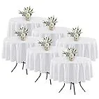 70" White Tablecloths Round