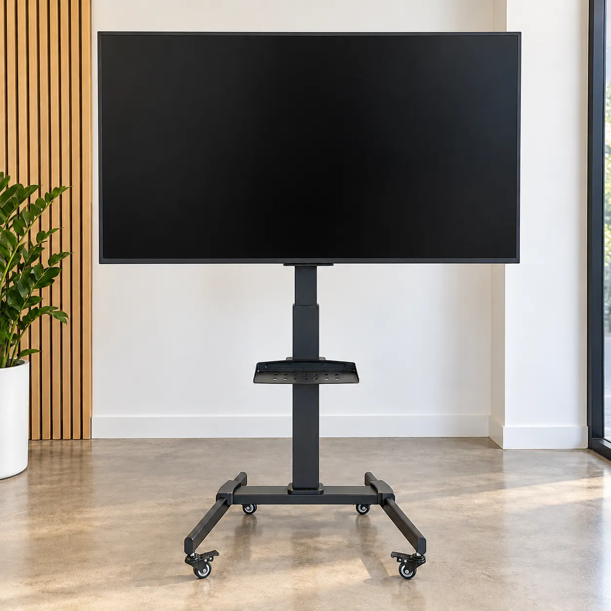55" infonäyttö lattia- tai seinätelineellä
