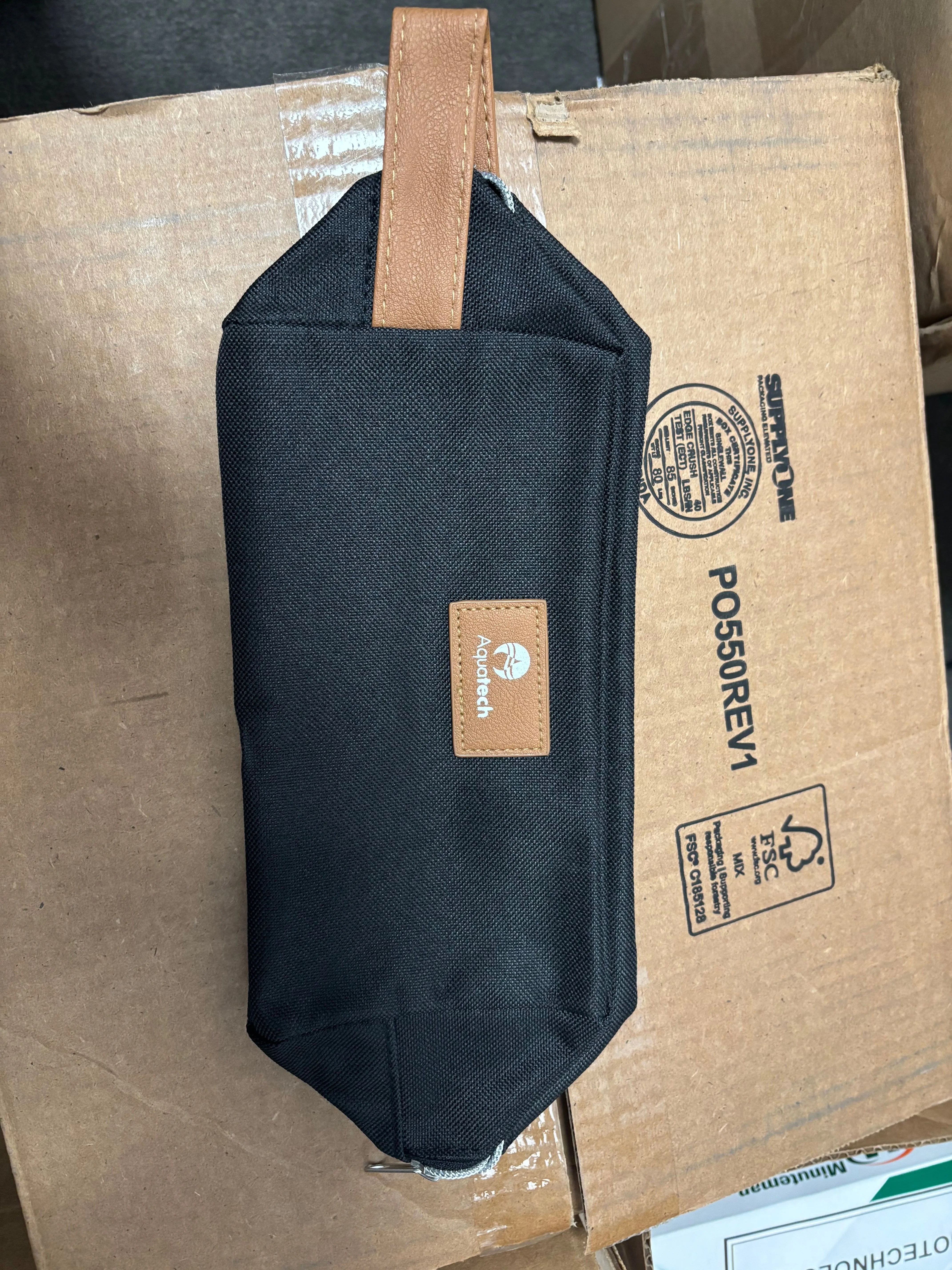 Black toiletry bags