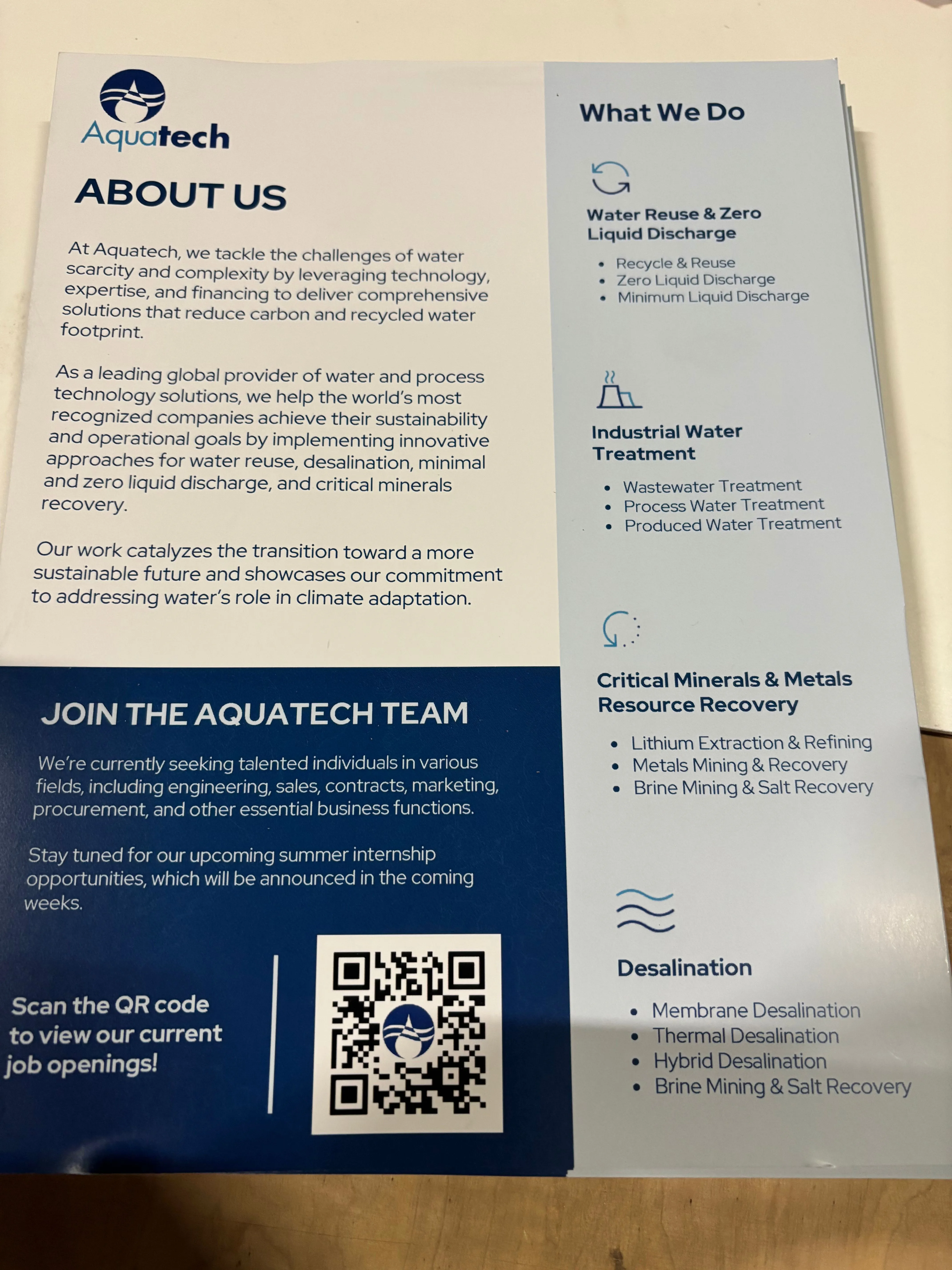 Aquatech About Us One Pager