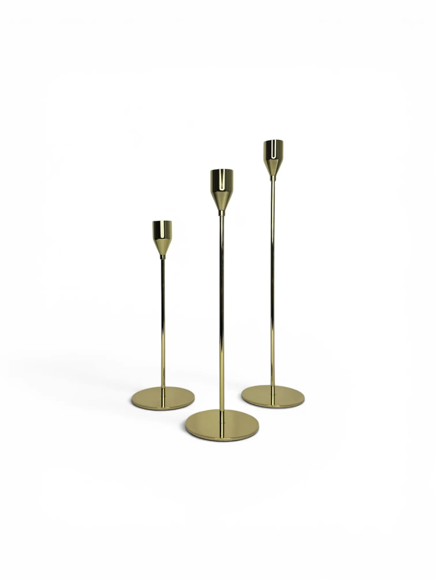 3 Tier Gold Taper Candle Holder Set 