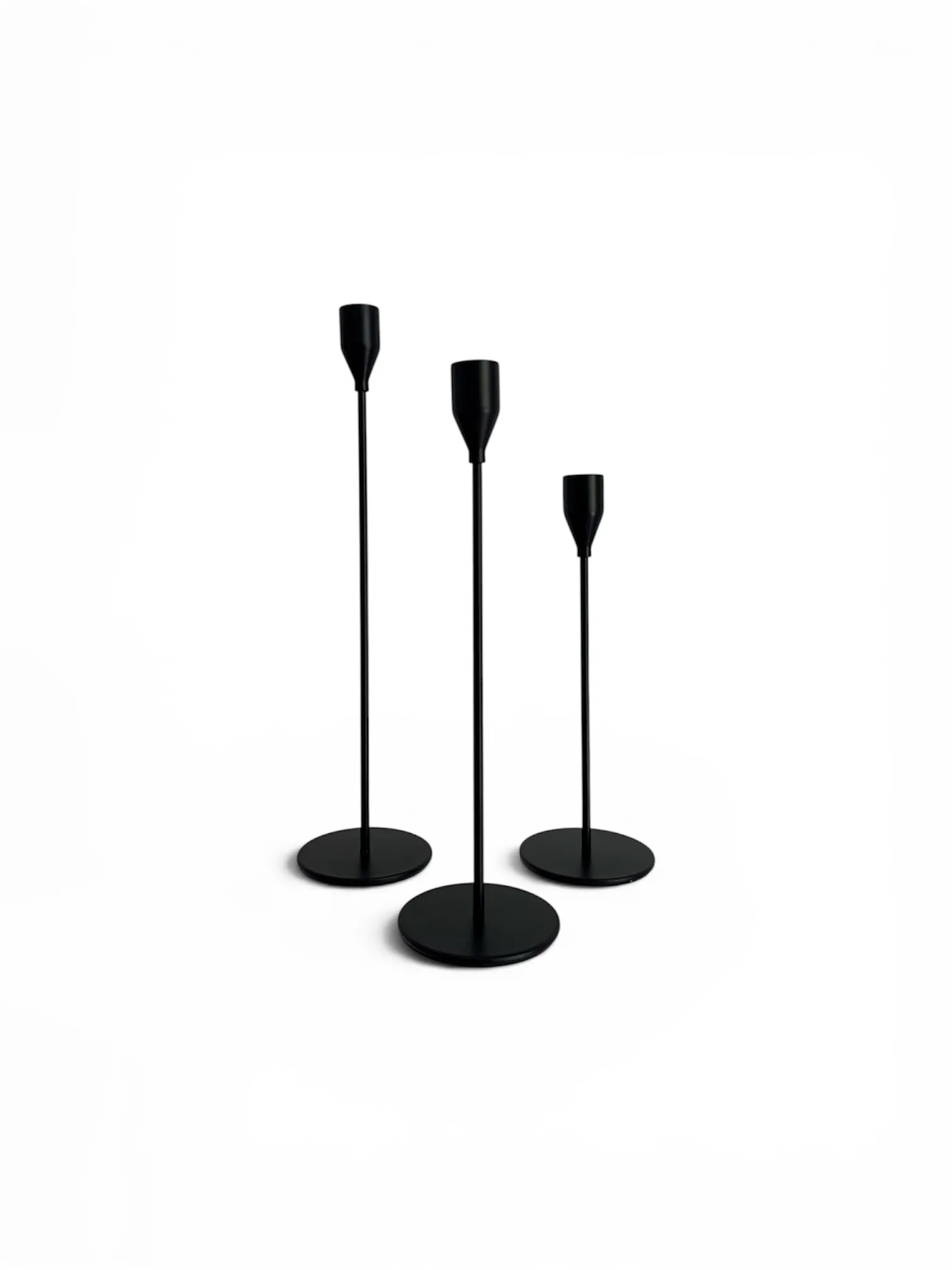 3 Tier Black Taper Candle Holder Set