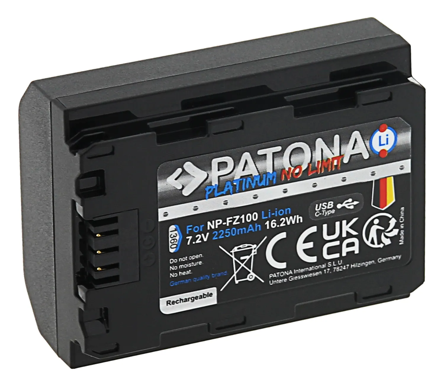 PATONA NP-FZ100 PLATINUM akkumulátor (USB-C) (2.250mAh) (for Sony)