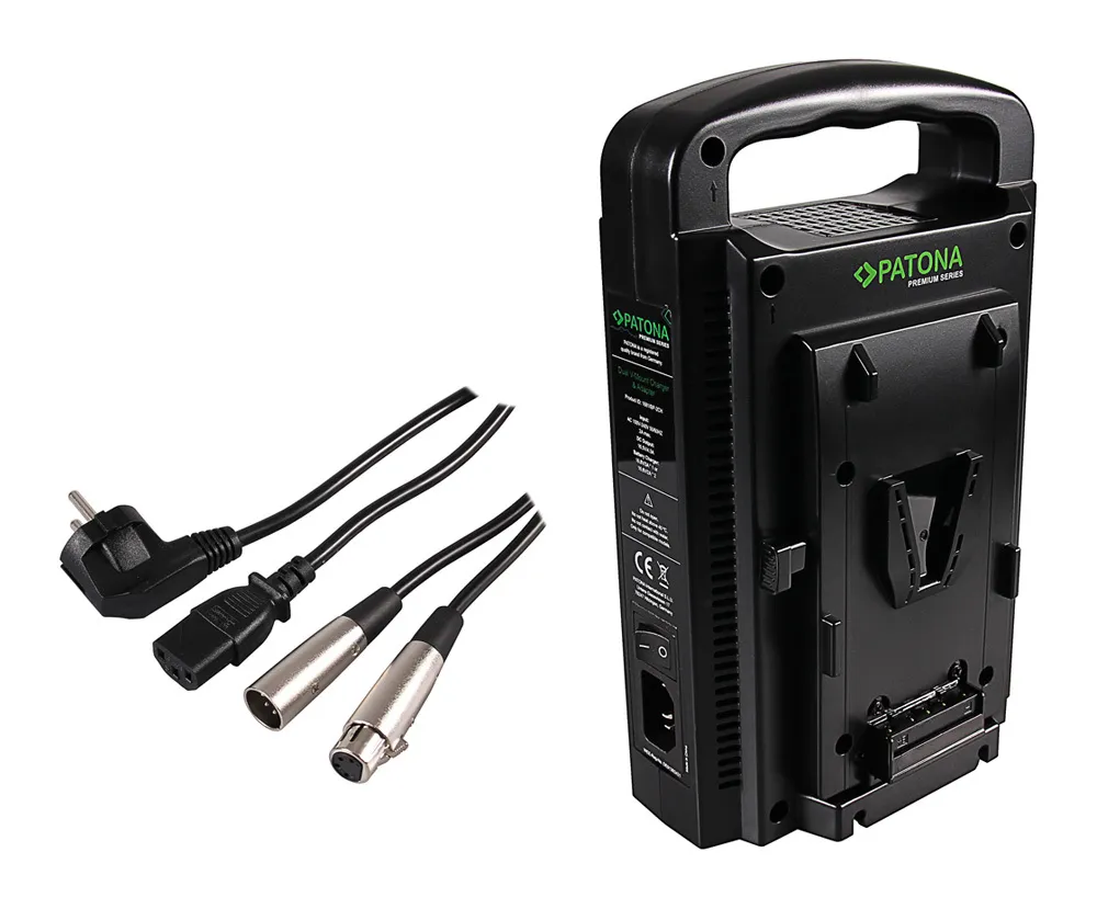 PATONA V-Mount PREMIUM DUAL akkumulátortöltő (+ 4Pin XLR tápkábel)