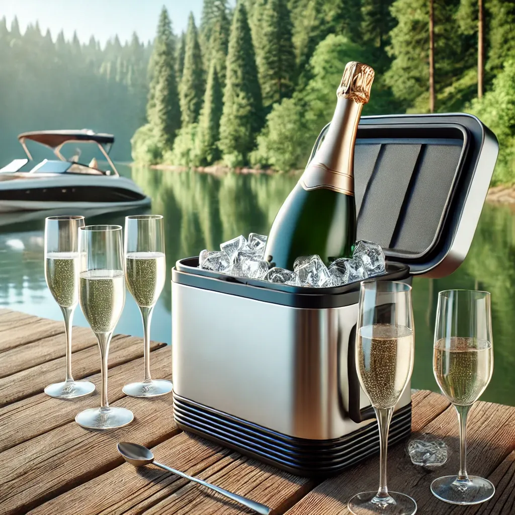 Flasche Wein, Prosecco od. Champagner (inkl. Kühler und 4 Gläser)