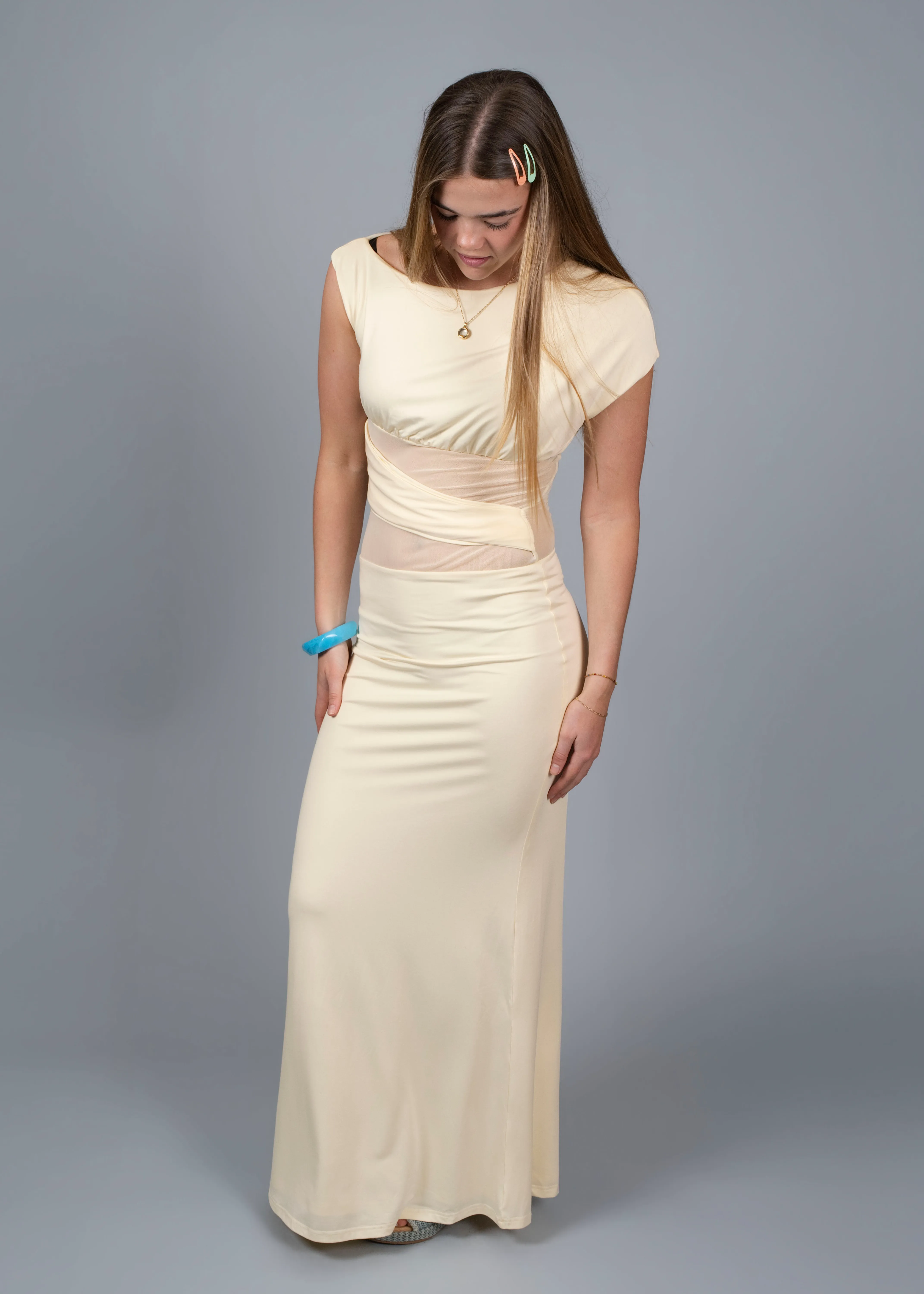 PEPPER MAYO - Like honey maxi dress in butter yellow 