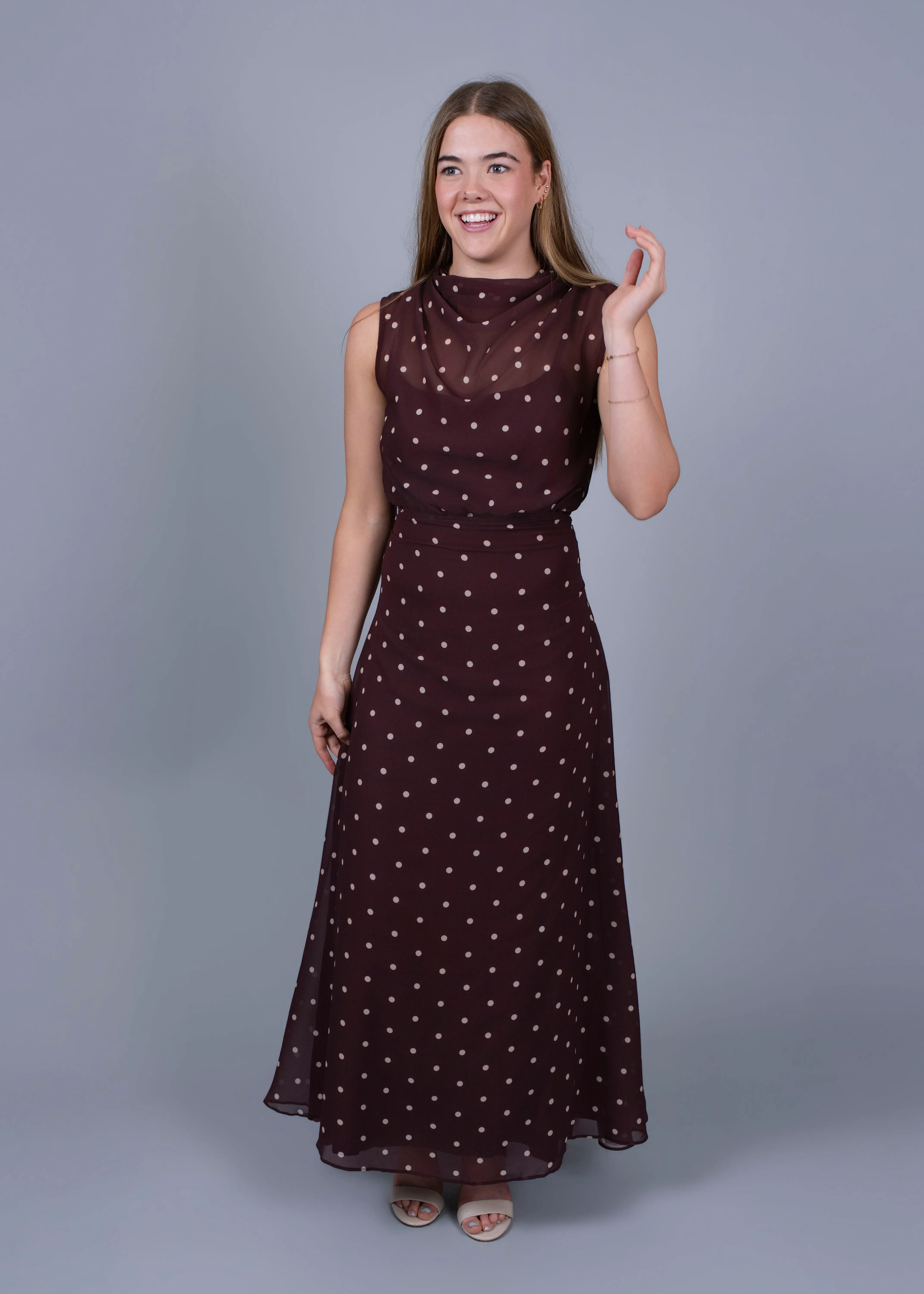 RUNWAY SCOUT - Elka maxi in brown spots