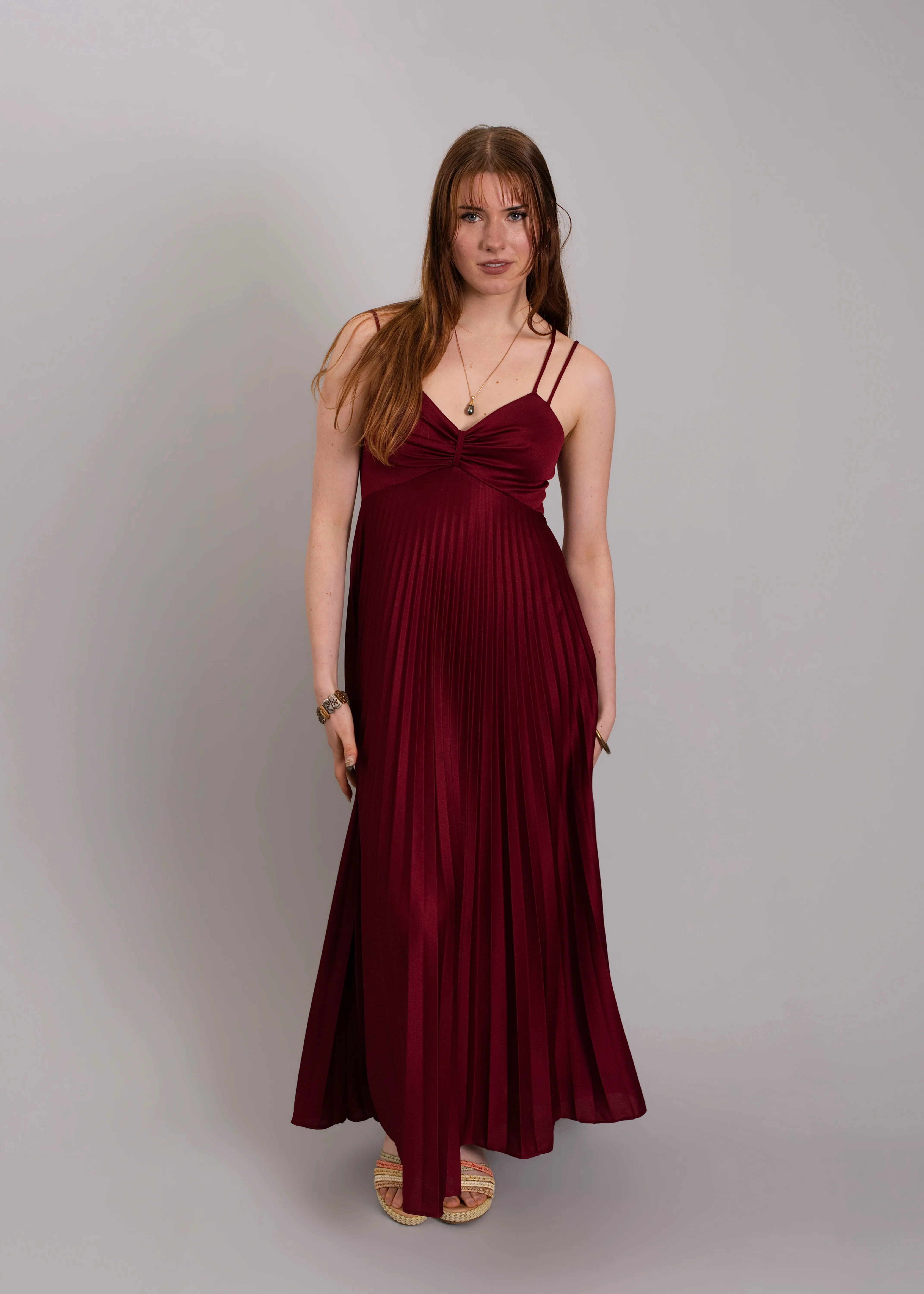 VINTAGE - Burgundy slip dress maxi 