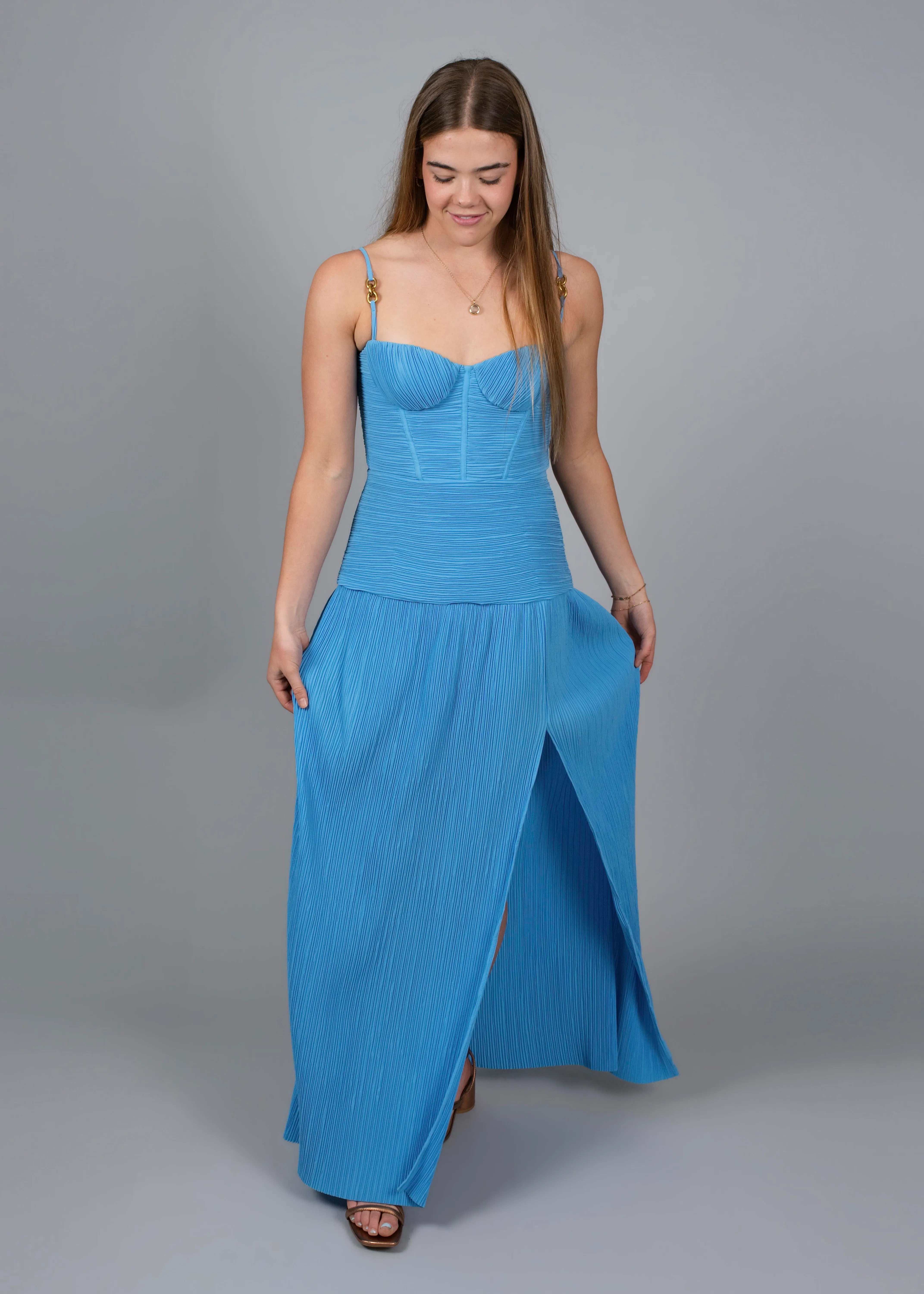 MANNING CARTELL - Double time pleat dress in blue