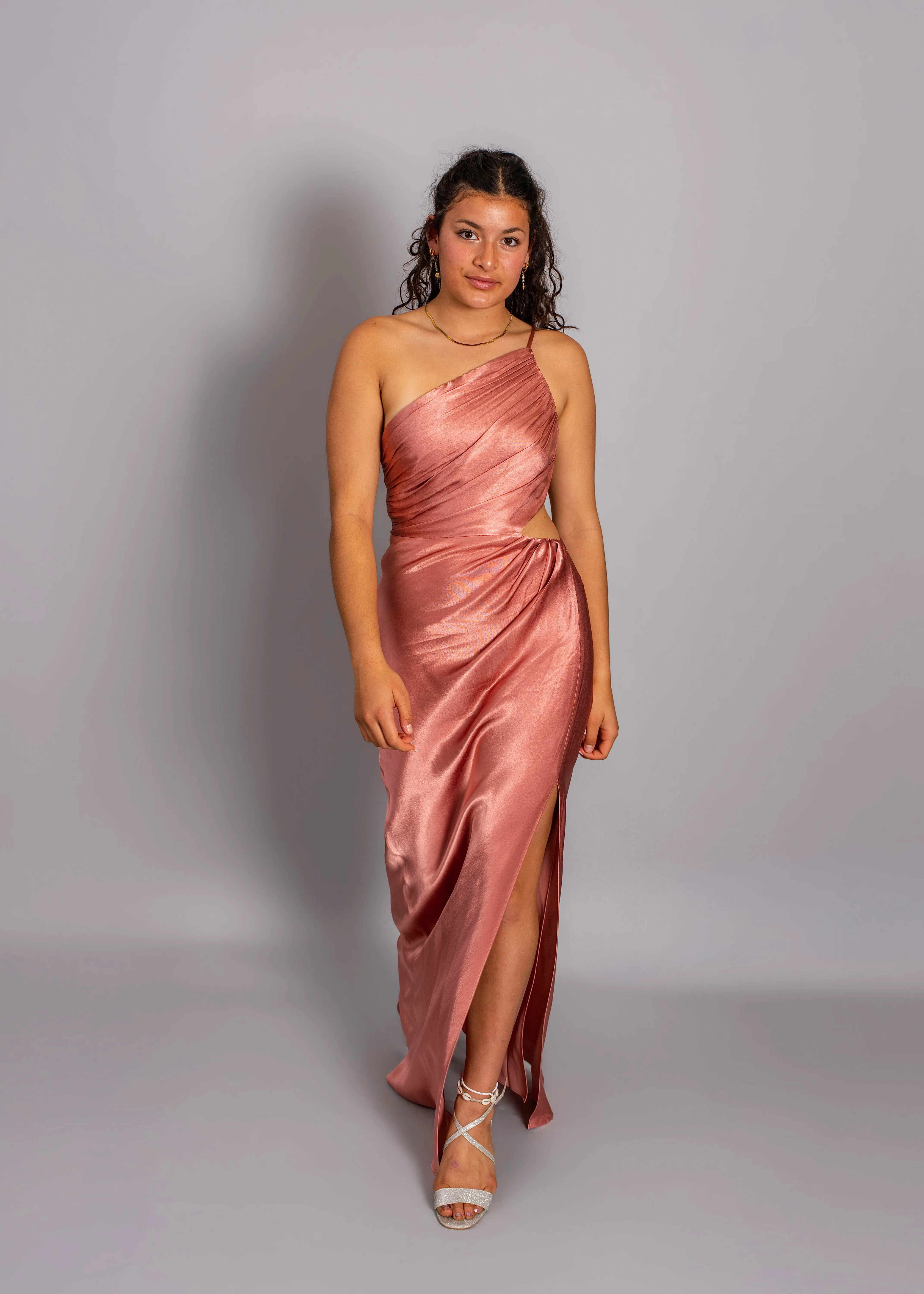 SHONA JOY - La Lune asymmetrical gathered maxi dress in Antique Rose