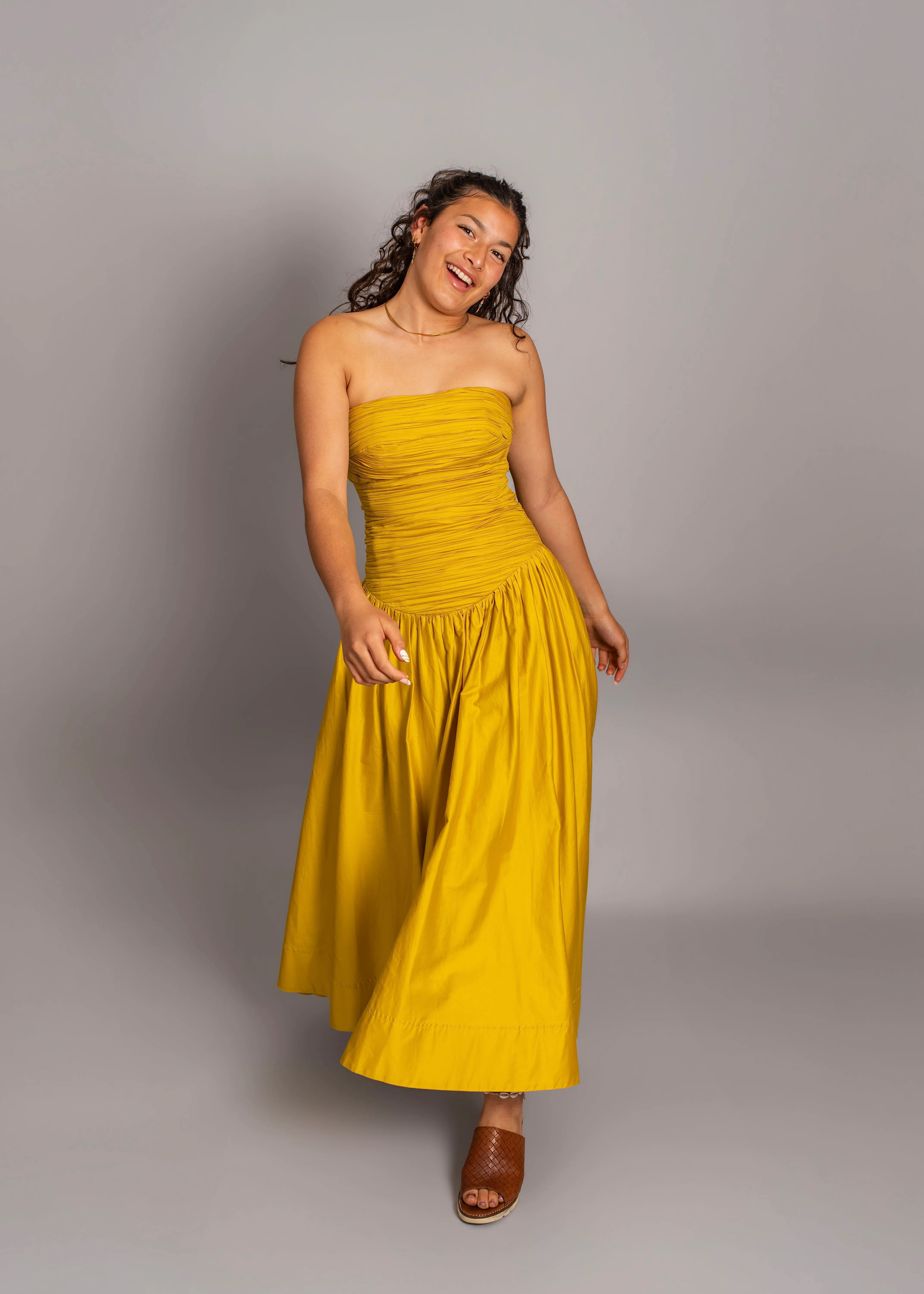 AJE - Marigold midi dress in chartreuse