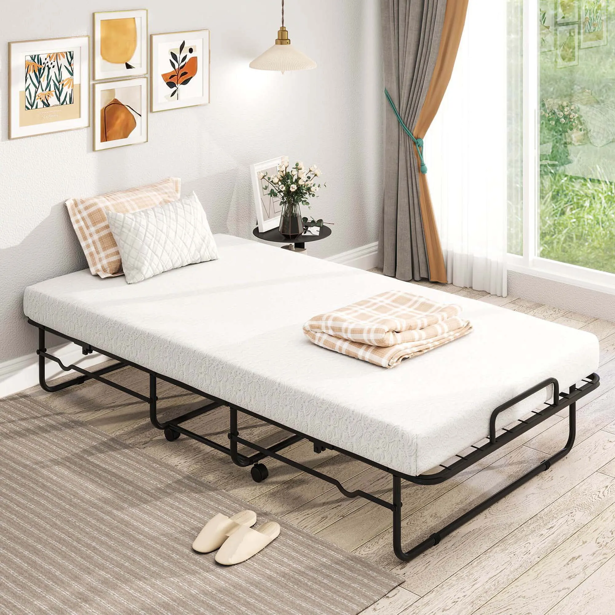 Portable Foldable Roll Away Adult - Twin Size Bed Frame