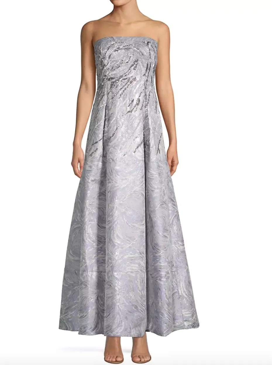 Aidan Mattox Embellished Jacquard Strapless Gown
