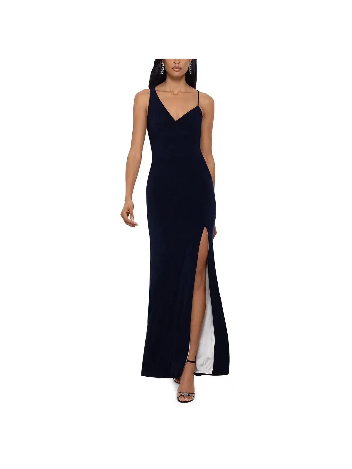 Xscape V-Neck Maxi Navy Gown