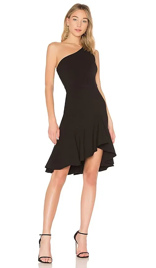 Likely Rollins One-Shoulder Black Dress