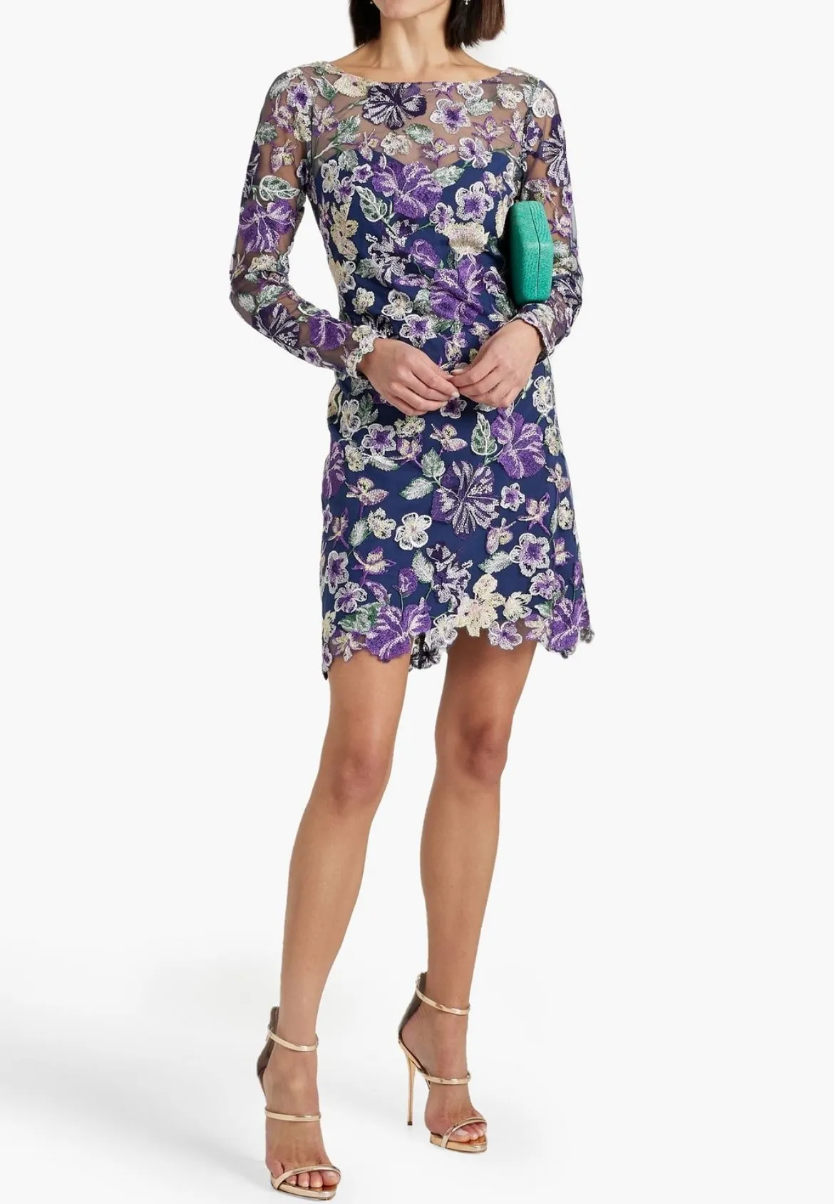 Marchesa Notte Embroidered Tulle Mini Dress