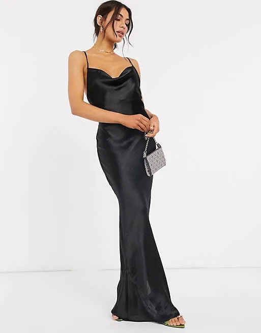 ASOS Black Satin Maxi Dress