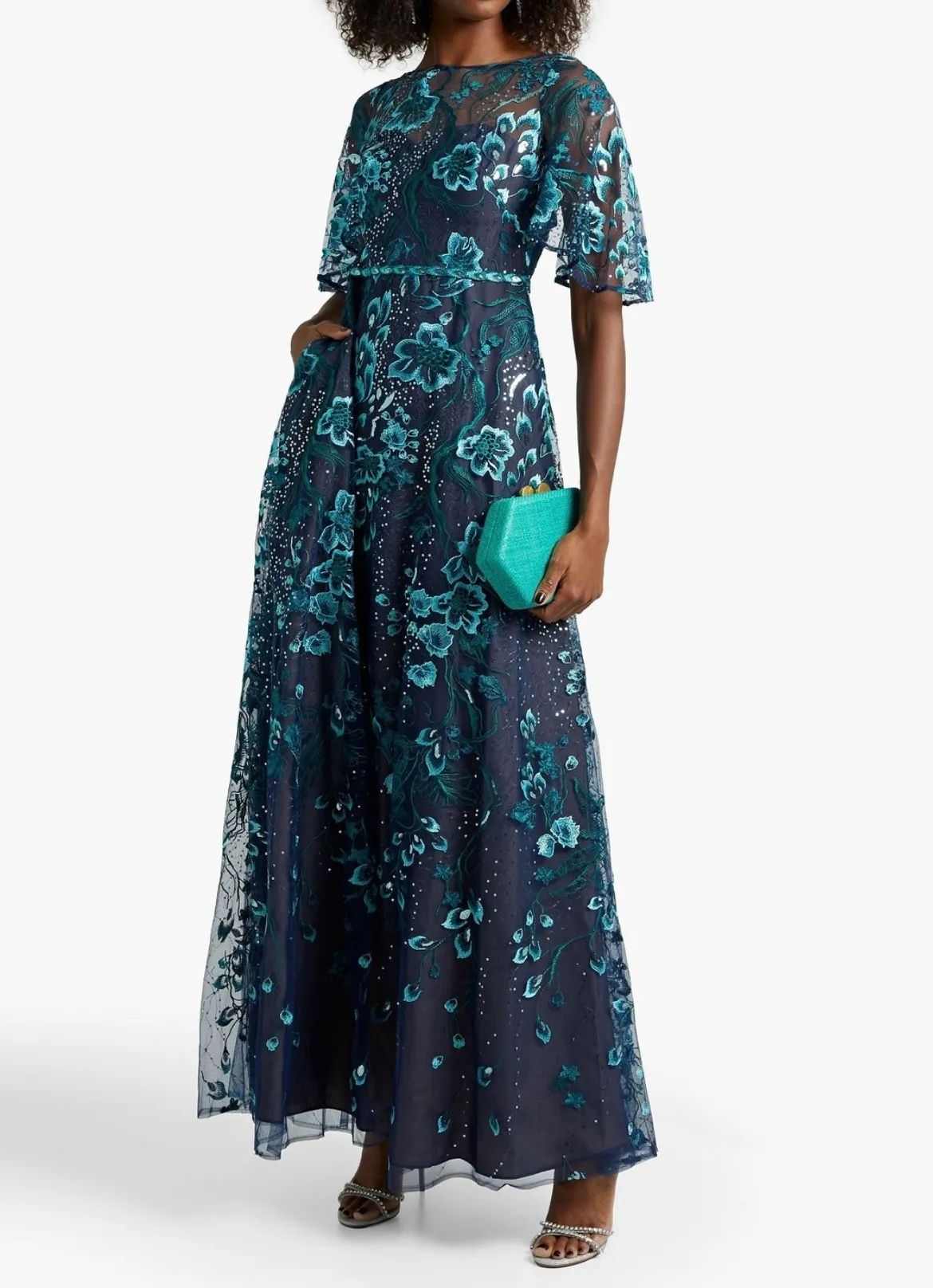 Marchesa Notte Sequin-Embellished Embroidered Tulle Maxi