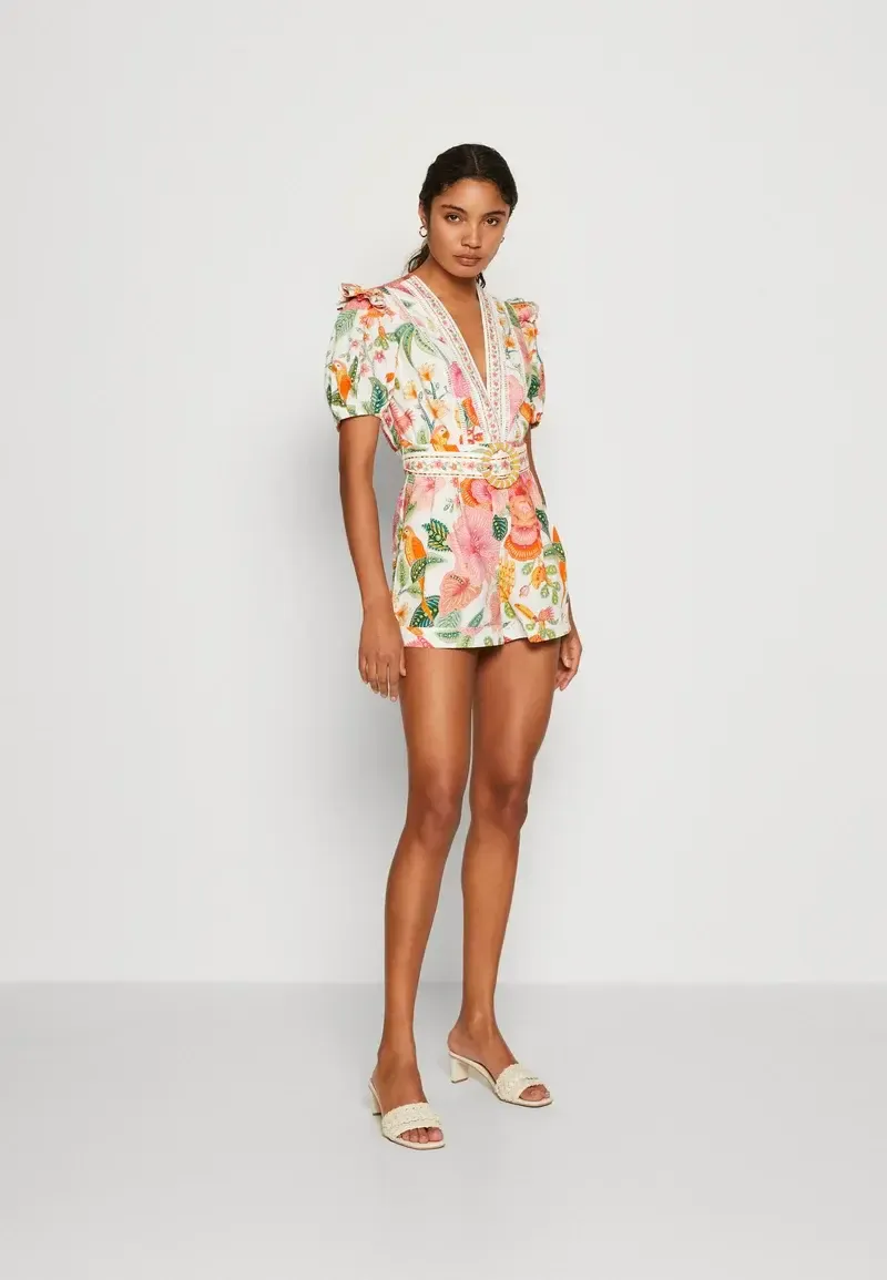 Farm Rio Off-White Macaw Bloom Romper