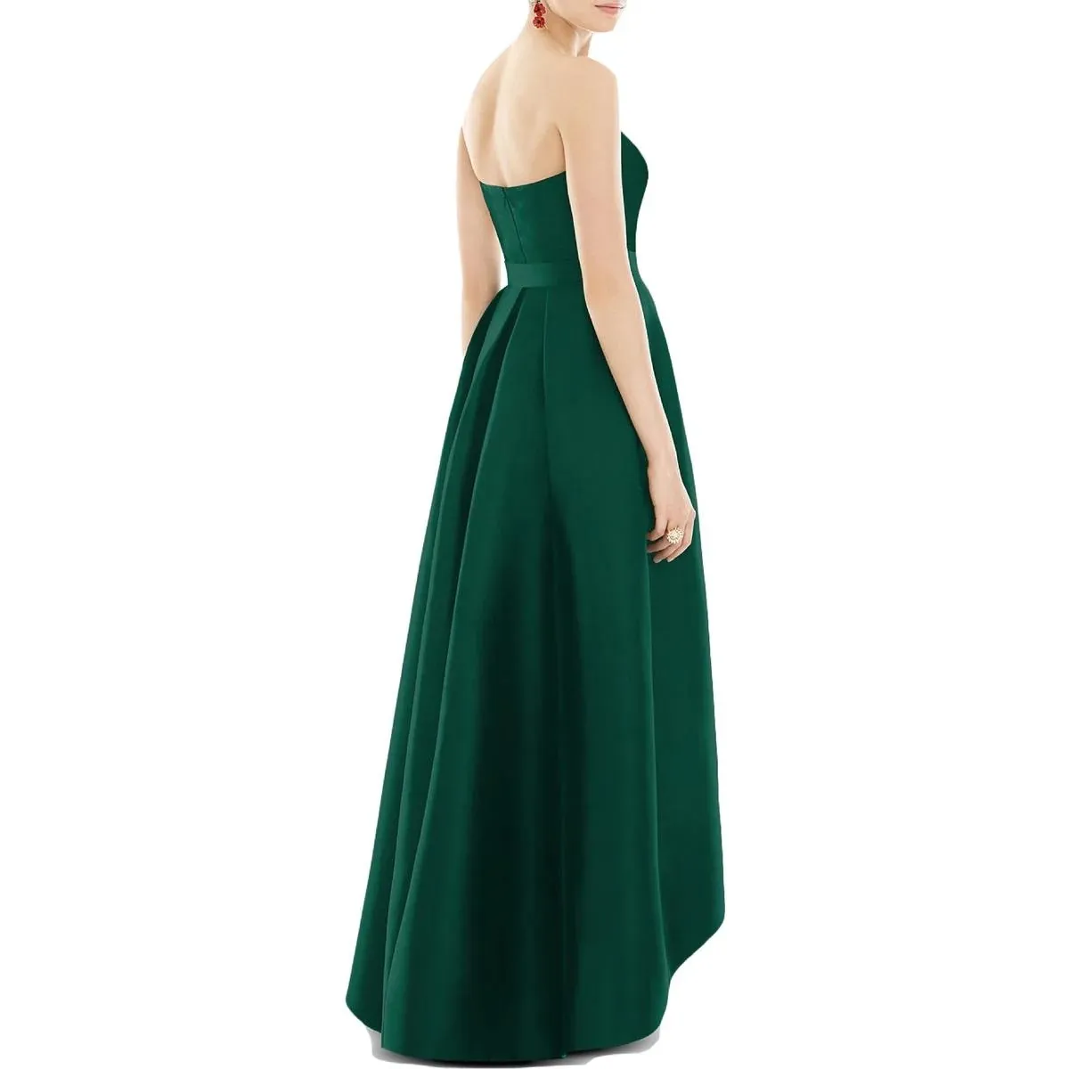 Alfred Snug Satin Hi-Low Green Gown