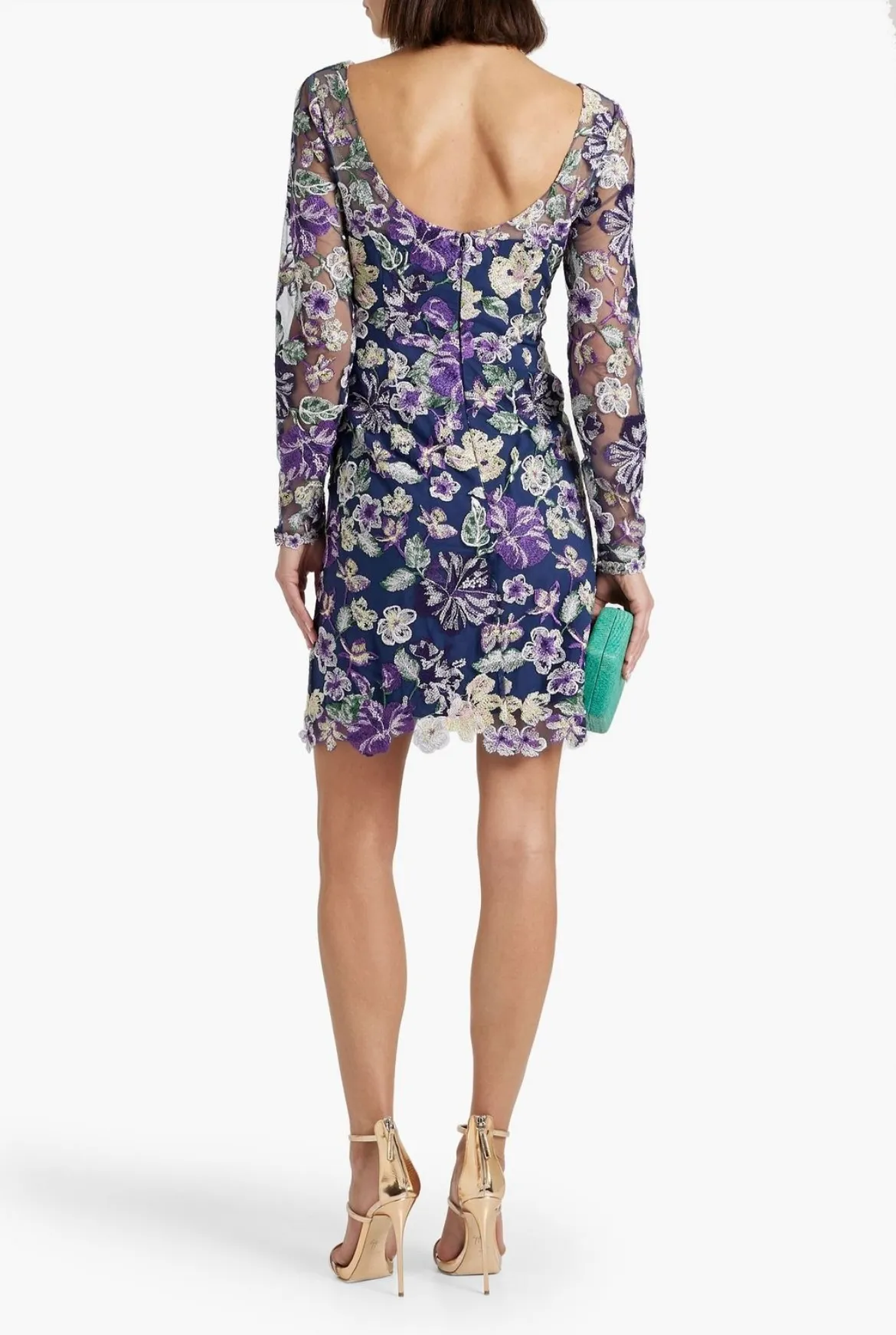 Marchesa Notte Embroidered Tulle Mini Dress