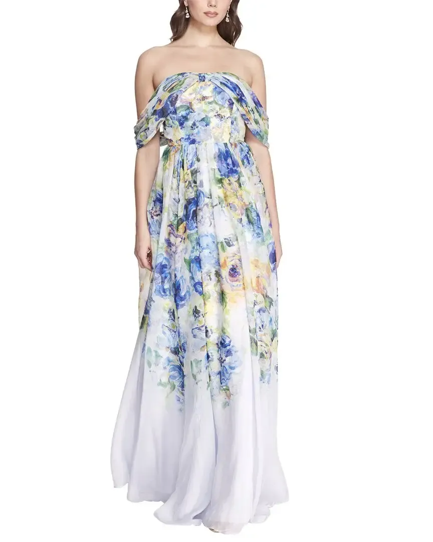 Marchesa Notte Off-Shoulder Floral
