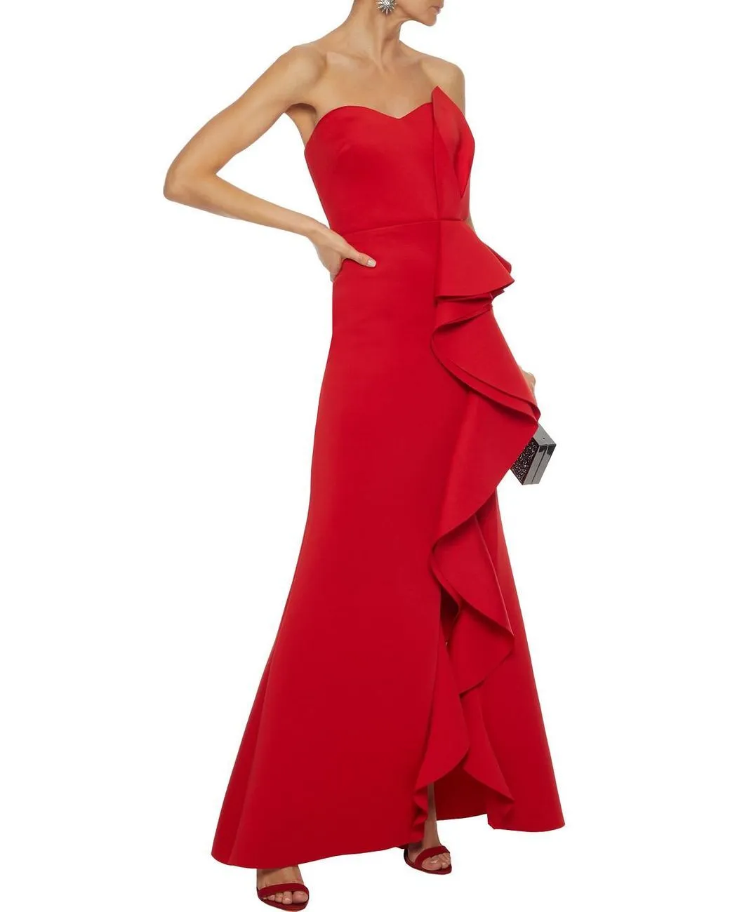 Badgley Mischka Red Strapless Gown