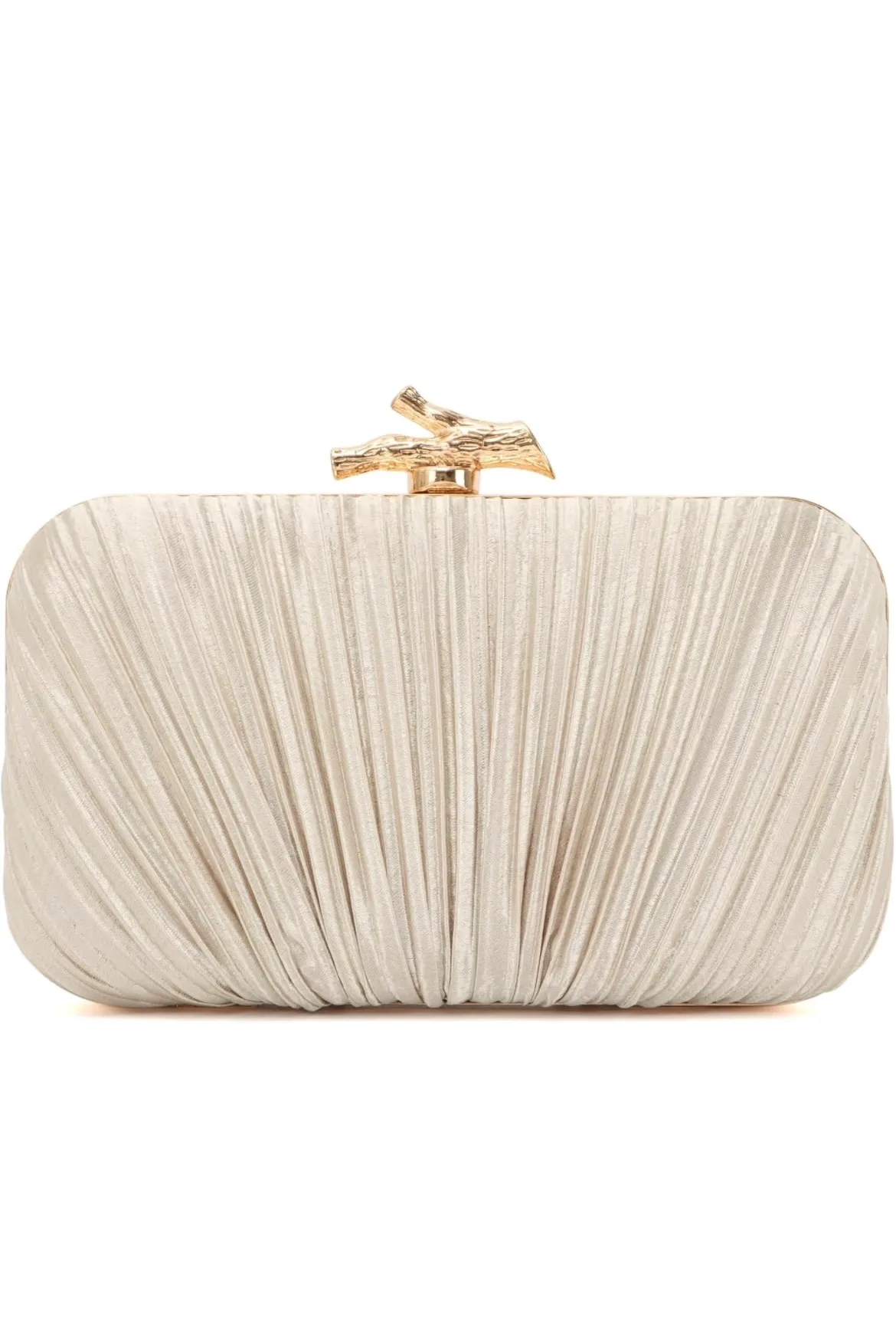 Cream Satin Pleated Evening Clutch