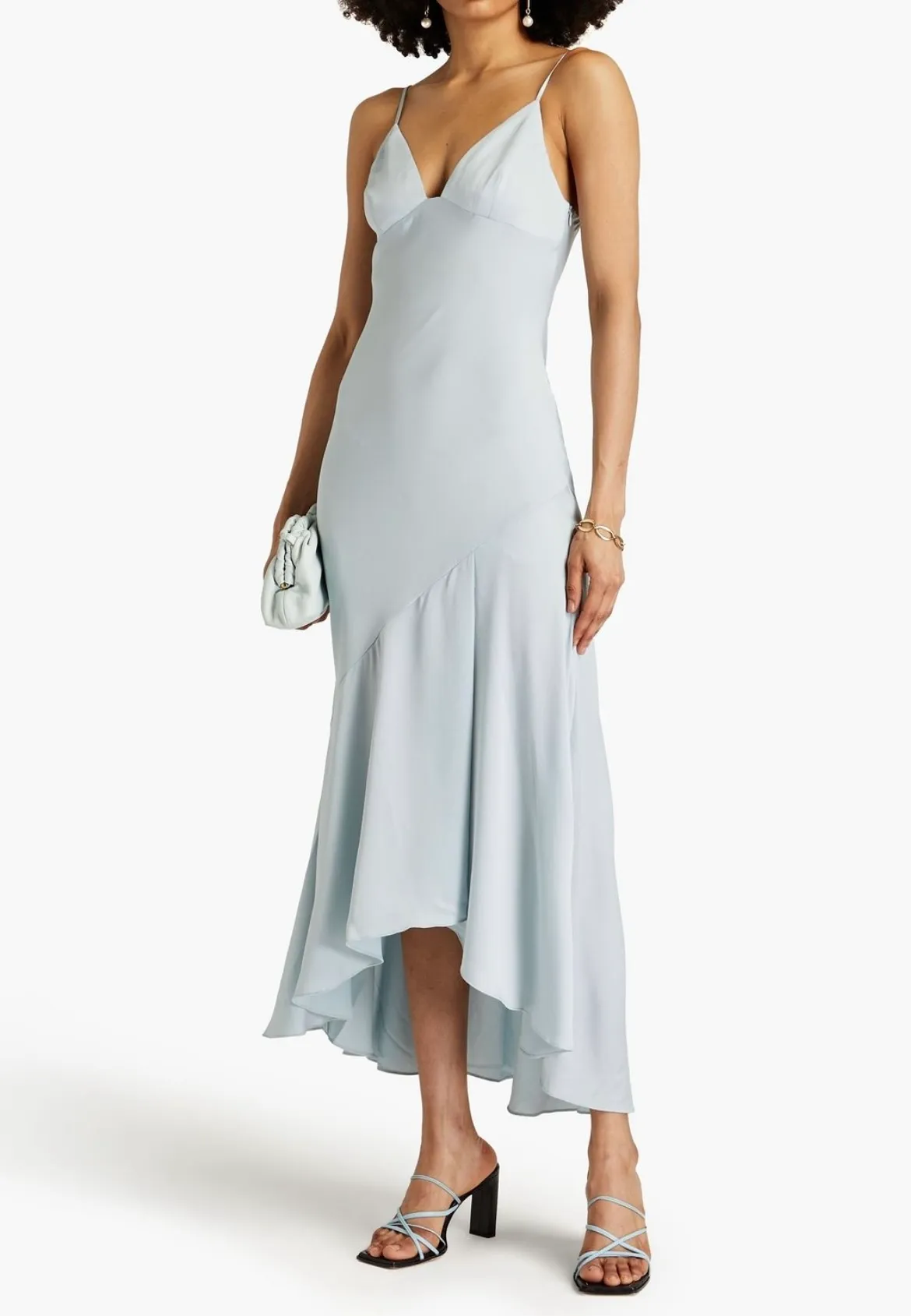 Shona Joy Assymetric Satin-crepe Sky Blue