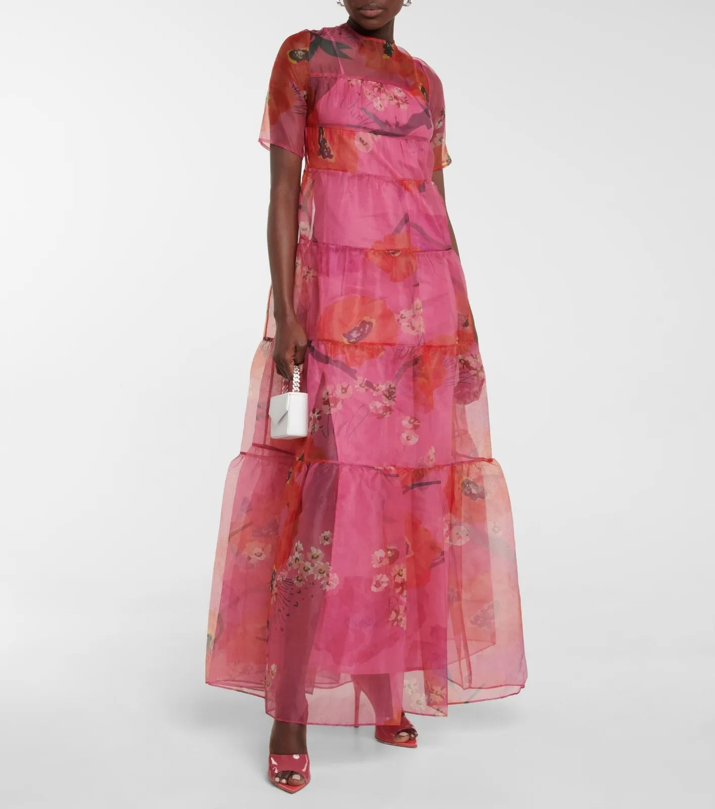 Staud Pink Floral Flowy Gown