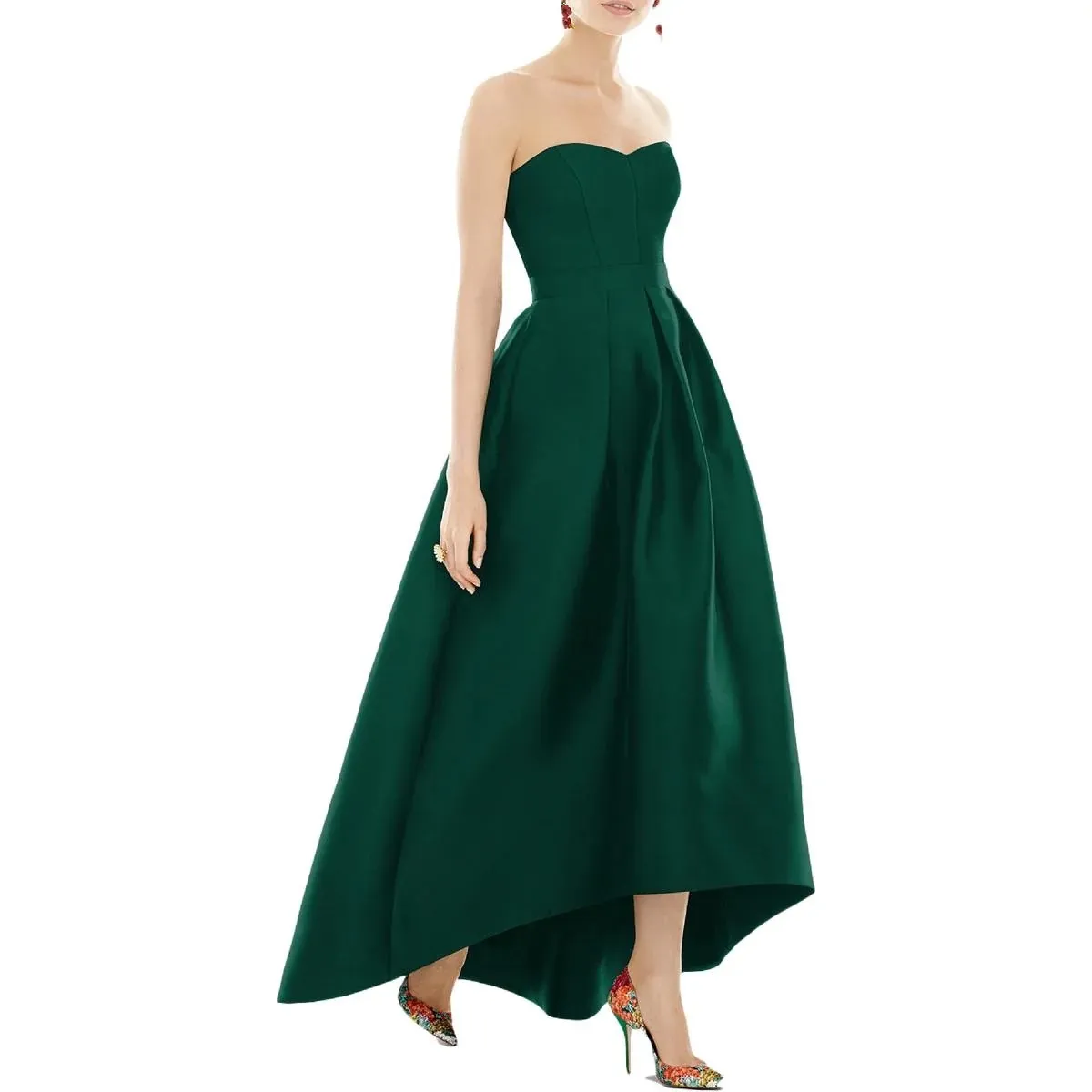 Alfred Snug Satin Hi-Low Green Gown
