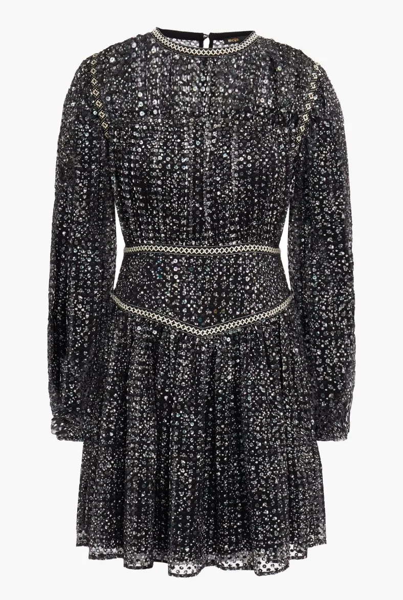 Maje Sequined Chiffon Mini Dress