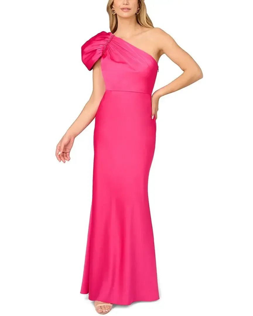 Aidan Mattox Pink One-Shoulder Gown