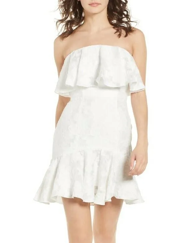 Keepsake White Lace Strapless Mini Dress