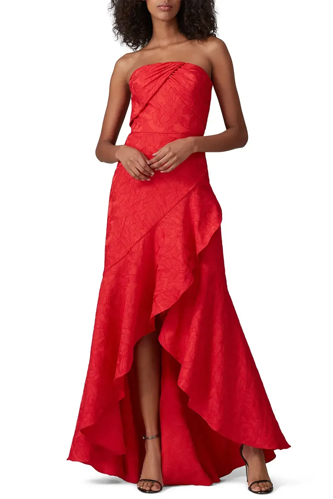 ML Monique Lhuillier Red Strapless Gown