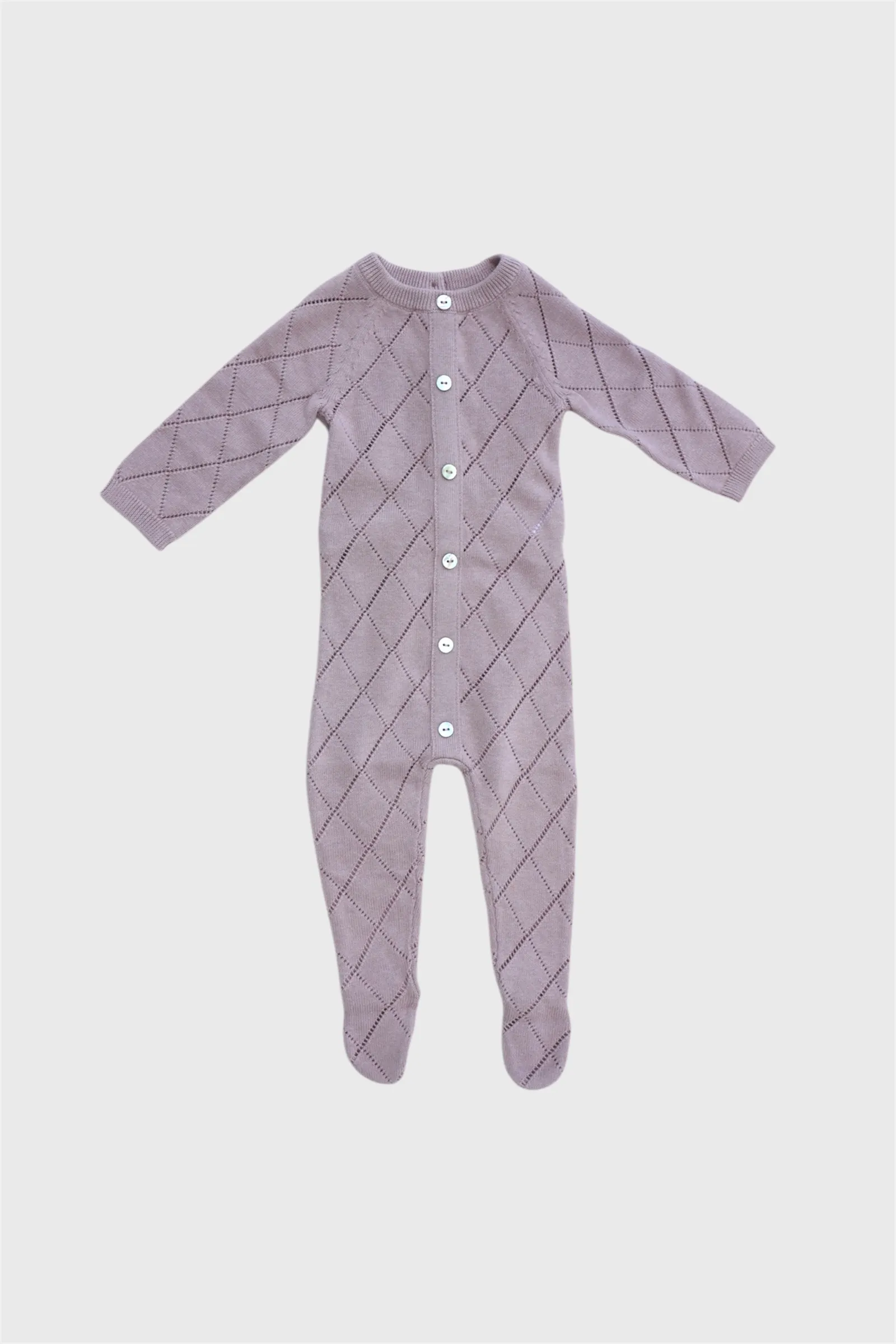 MANIERE Diamond Pointelle Long Sleeve Footie