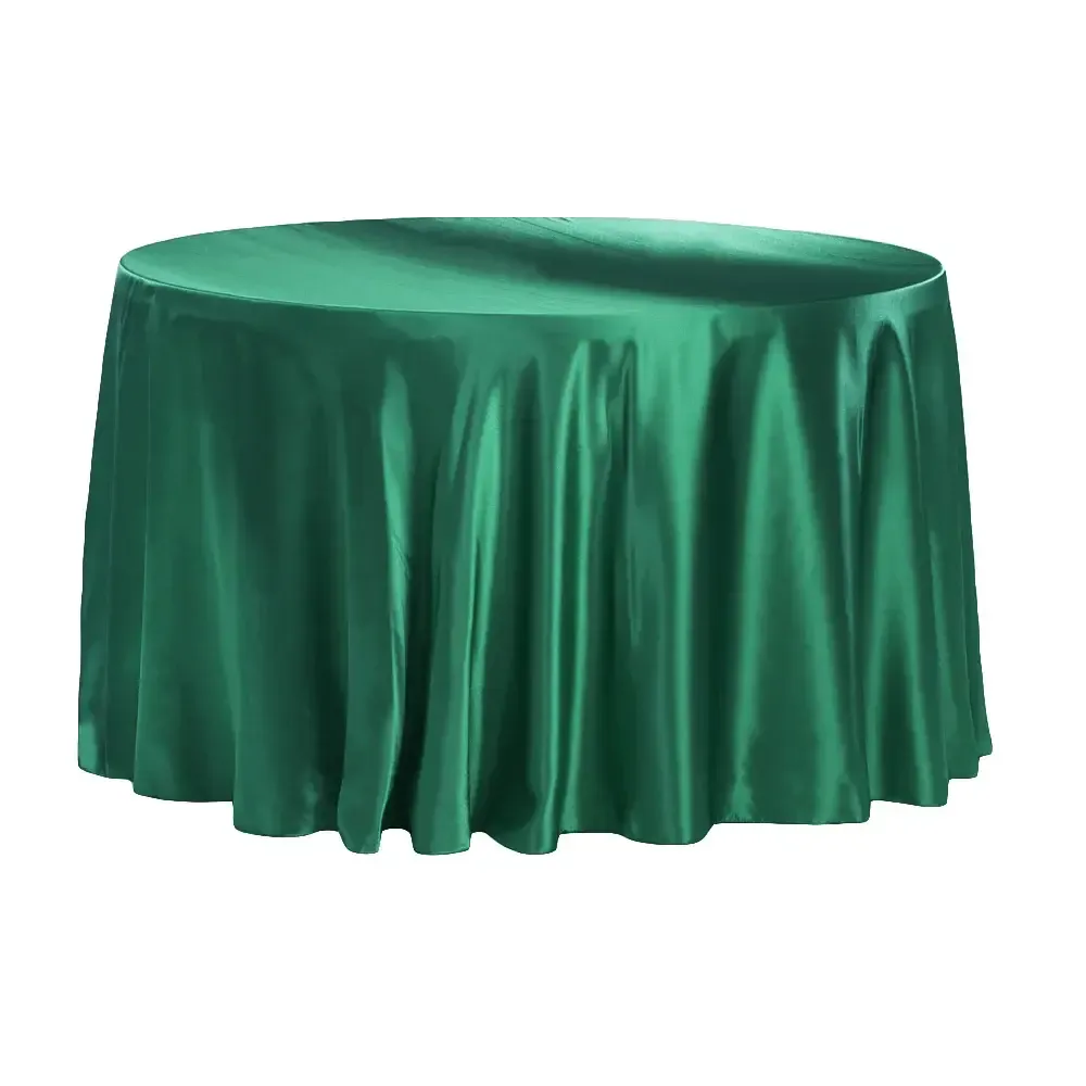 Satin Round Tablecloth 120"  Emerald Green