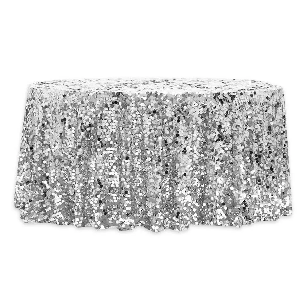 Payette Round Tablecloth  Silver 132"