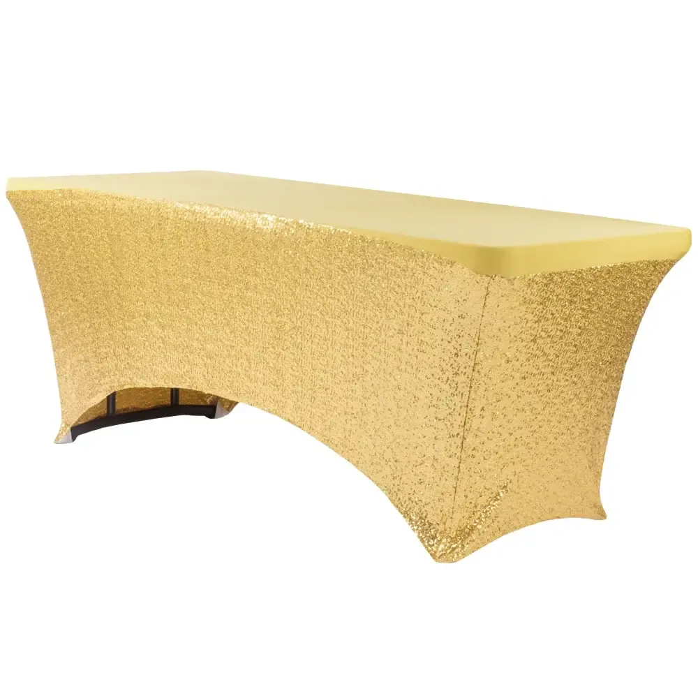 Gold Sequin Rectangular Table Cover 6FT