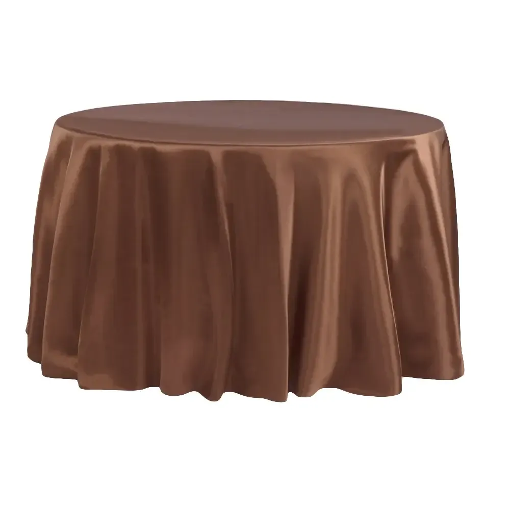 Satin Round Tablecloth 120" Chocolate Brown